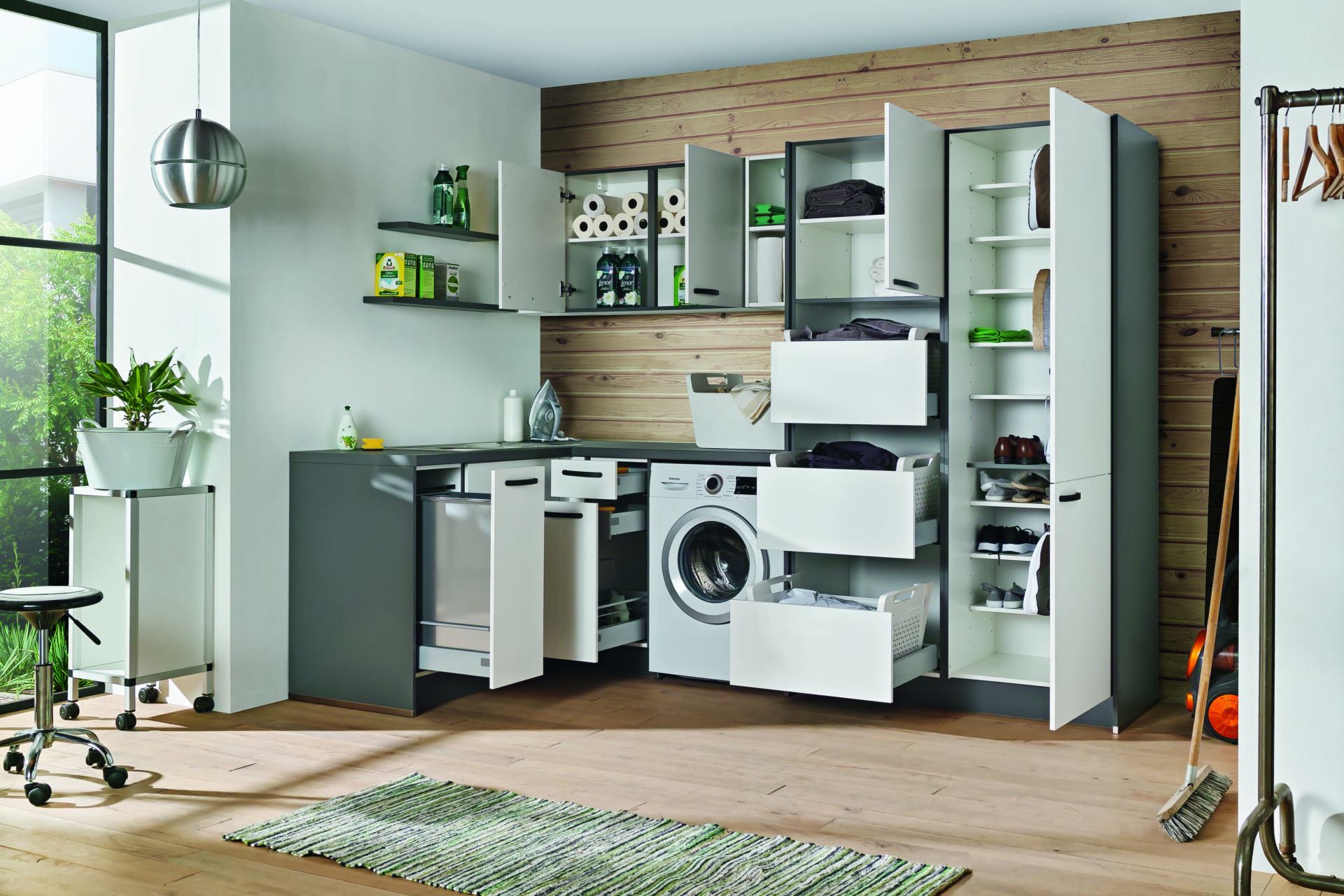 EHL280M521NN | Front: Weiß Matt | Korpus: Anthrazit | Platte: Anthrazit Steinstruktur – Bild 2