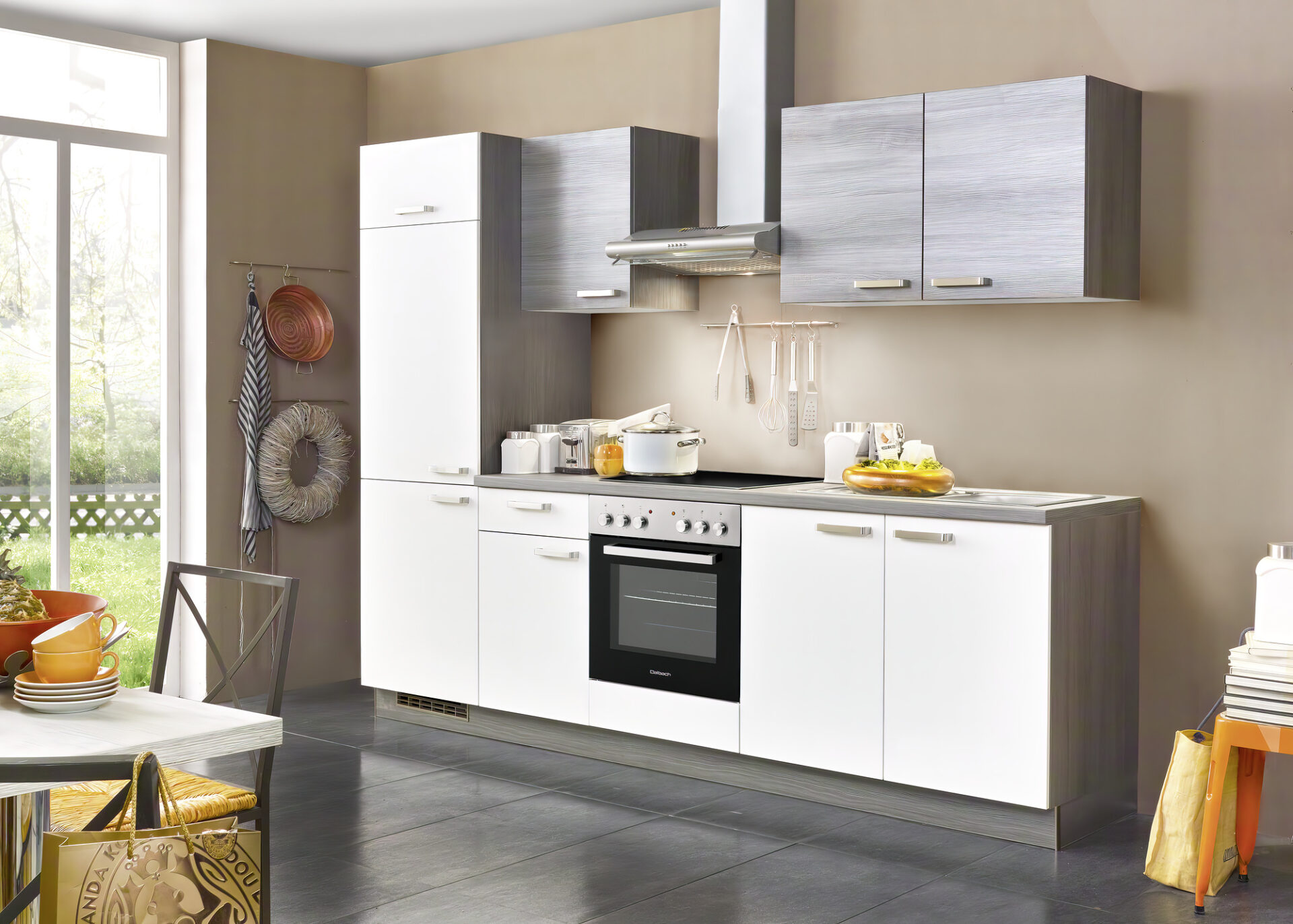 EXZ270D530NS | Front: Weiß Matt / Eiche Grau | Korpus: Eiche grau | Platte: Eiche grau